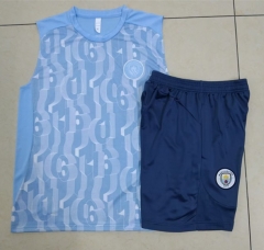 24-25  Manchester City  Light Blue Short-sleeved vest Thailand Soccer Tracksuit-815