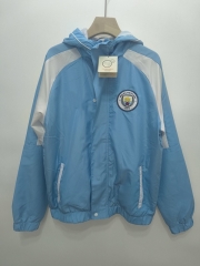 2025-26 Manchester City Light Blue Trench Coats with hat-0255