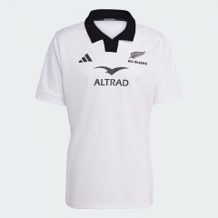 (With collar)2025-26 All Black  Away White Rugby Shirt