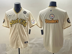 NFL Pittsburgh Steelers Special Light Yellow Jersey（logo8）-0840