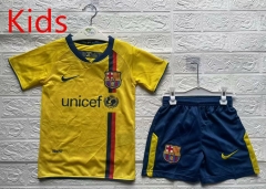 Retro Version 08-09 Season Barcelona Away Yellow Kids/Youth Soccer Uniform-5074