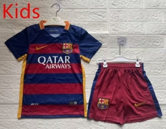 Retro Version 15-16 Season Barcelona Home Red&Blue Kids/Youth Soccer Uniform-5074