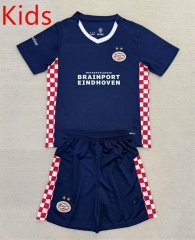 2025-26 PSV Eindhoven Away Blue  Kids/Youth Soccer Uniform-AY