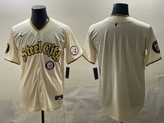NFL Pittsburgh Steelers Special Light Yellow Jersey（logo2）-0840