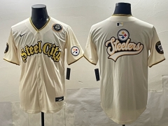 NFL Pittsburgh Steelers Special Light Yellow Jersey（logo15）-0840
