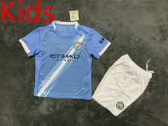 2025-26  Manchester City Home Blue Kid/Youth Soccer Uniform-2483