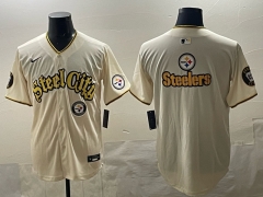 NFL Pittsburgh Steelers Special Light Yellow Jersey（logo9）-0840