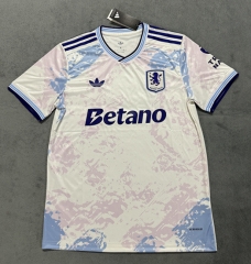 (S-4XL) 2025-26 Aston Villa 2nd Away White&Blue Thailand Soccer Jersey AAA-4506