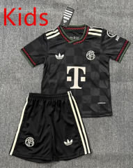correct version 2025-26 Bayern München 2nd Away Black Kids/Youth Soccer Uniform-4247