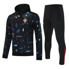 2024-2025 Portugal Blue Black  Thailand Soccer Tracksuit with hat-815