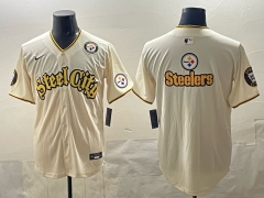 NFL Pittsburgh Steelers Special Light Yellow Jersey（logo6）-0840