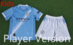 Player version 2025-26 Manchester City Home Blue Kid/Youth Soccer Uniform-9926