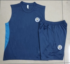 24-25  Manchester City   Blue Short-sleeved vest Thailand Soccer Tracksuit-815