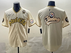 NFL Pittsburgh Steelers Special Light Yellow Jersey（logo16）-0840