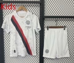 2025-26 Manchester City  Away White  Kid/Youth Soccer Uniform-8037