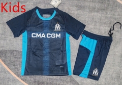 2025-26 Olympique de Marseille Away Blue kids Soccer Uniform-9484