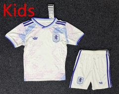 2025-26 Aston Villa 2nd Away  White&Pink Kids&Youth Soccer Uniform-5526