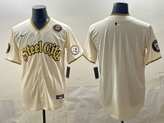 NFL Pittsburgh Steelers Special Light Yellow Jersey（logo3）-0840