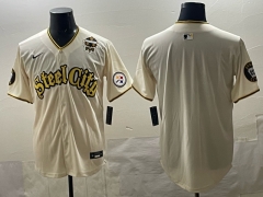 NFL Pittsburgh Steelers Special Light Yellow Jersey（logo1）-0840