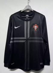 Retro Version 12-13 Portugal Away Black LS Thailand Soccer Jersey AAA-9070