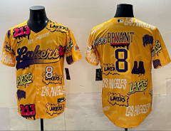 Los Angeles Lakers Yellow NBA #8 MLB  Button cardigan-0840