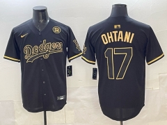 2025 5th Generations of fashion New MLB Los Angeles Dodgers Black&Gold#17 Jersey(Logo 8)-0840