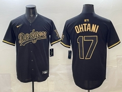 2025 5th Generations of fashion New MLB Los Angeles Dodgers Black&Gold#17 Jersey(Logo 1)-0840