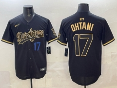 2025 5th Generations of fashion New MLB Los Angeles Dodgers Black&Gold#17 Jersey(Logo 4)-0840
