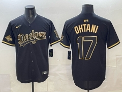 2025 5th Generations of fashion New MLB Los Angeles Dodgers Black&Gold#17 Jersey(Logo 7)-0840