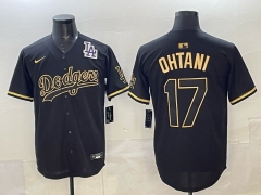 2025 5th Generations of fashion New MLB Los Angeles Dodgers Black&Gold#17 Jersey(Logo 12)-0840