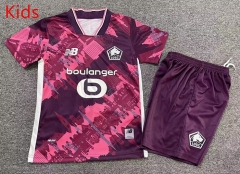 2025-26 Lille 3rd Away Pink Kid/Youth Soccer Uniform-7809