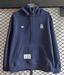 (S-3XL) Retro Small Embroidery Style Real Madrid Royal Blue Thailand Tracksuit With Hat-CS