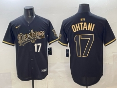 2025 5th Generations of fashion New MLB Los Angeles Dodgers Black&Gold#17 Jersey(Logo 5)-0840