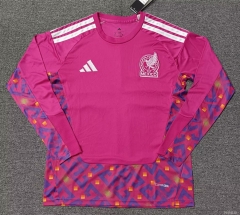 (S-4XL) 26-27 Mexico Goalkeeper Pink LS Thailand Soccer Jersey AAA-5378