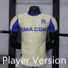 Player Version 25-26 Olympique de Marseille 2nd Away Light Yellow Thailand Sccer Jersey AAA-888