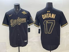 2025 5th Generations of fashion New MLB Los Angeles Dodgers Black&Gold#17 Jersey(Logo 9)-0840