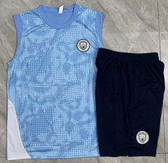25-26 Manchester City  Light Blue Vest Thailand Soccer Tracksuit-815