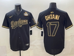 2025 5th Generations of fashion New MLB Los Angeles Dodgers Black&Gold#17 Jersey(Logo 10)-0840
