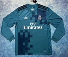 Retro Version 17-18 Real Madrid 2nd Away Blue LS Thailand Soccer Jersey AAA-6590