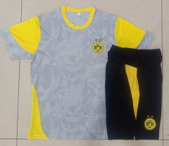 2025-26 Borussia Dortmund Light Gray Inkjet  Thailand Short-sleeved Tracksuit Uniform-815