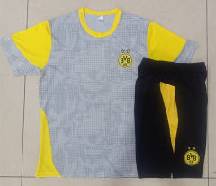 2025-26 Borussia Dortmund Light Gray Inkjet  Thailand Short-sleeved Tracksuit Uniform-815