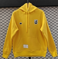 (S-3XL) Retro Small Embroidery Style Liverpool Yellow Thailand Tracksuit With Hat-CS