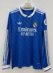 (S-4XL)2025-2026 Real Madrid 2nd Away Blue LS Thailand Soccer Jersey AAA-9268