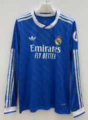 (S-4XL)2025-2026 Real Madrid 2nd Away Blue LS Thailand Soccer Jersey AAA-9268