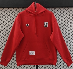 (S-3XL) Retro Small Embroidery Style Liverpool Red Thailand Tracksuit With Hat-CS