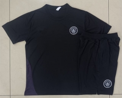 25-26  Manchester City Black Short-sleeved Thailand Soccer Tracksuit-815