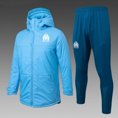 2025-2026 Olympique Marseille Light Blue Cotton Coat Uniform With Hat(White Marseille Logo)-815
