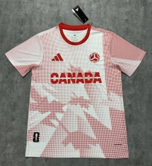 (S-4XL) 26-27 Canada Promotional Clothing Red&White Thailand Soccer Jersey AAA-4506