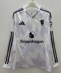 (S-4XL)25-26 Manchester United Away White&Purple LS Thailand Soccer Jersey AAA-9268