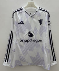 (S-4XL)25-26 Manchester United Away White&Purple LS Thailand Soccer Jersey AAA-9268